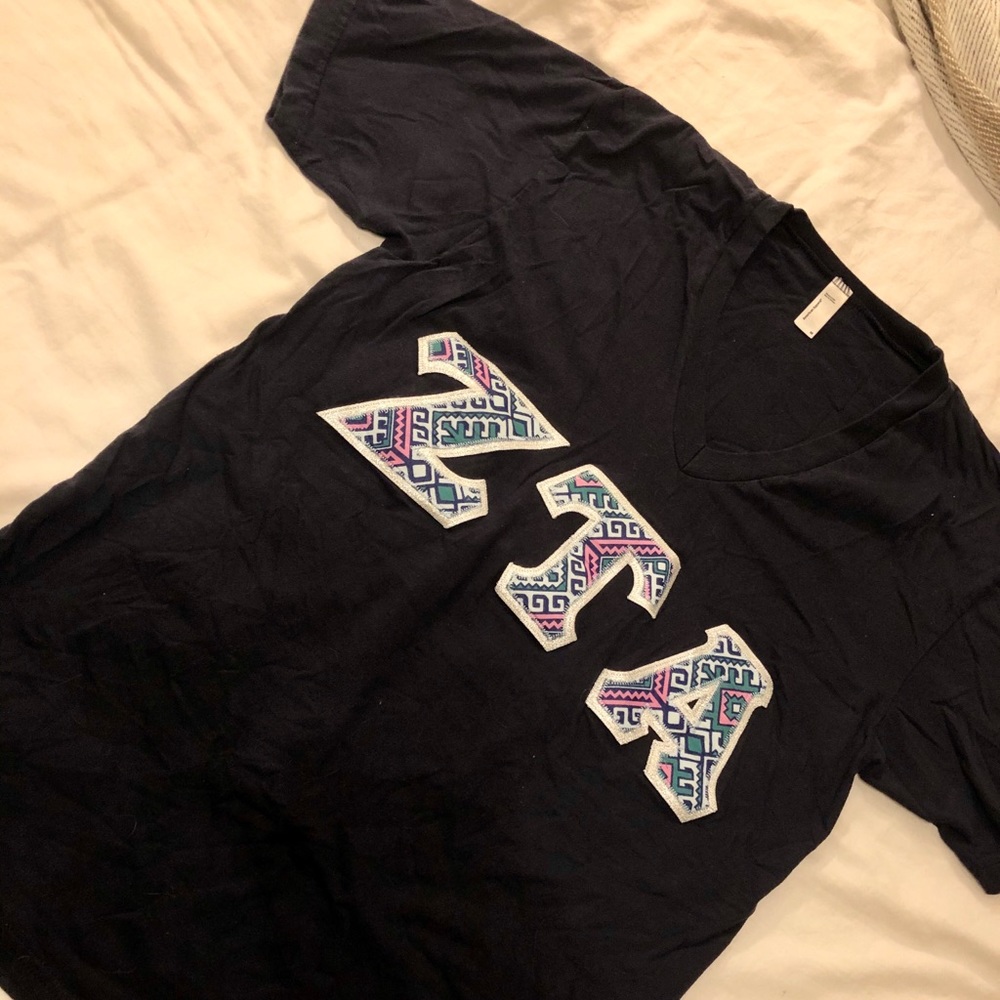 Zeta Tau Alpha ZTA Glitter Stitched Letters Shirt
